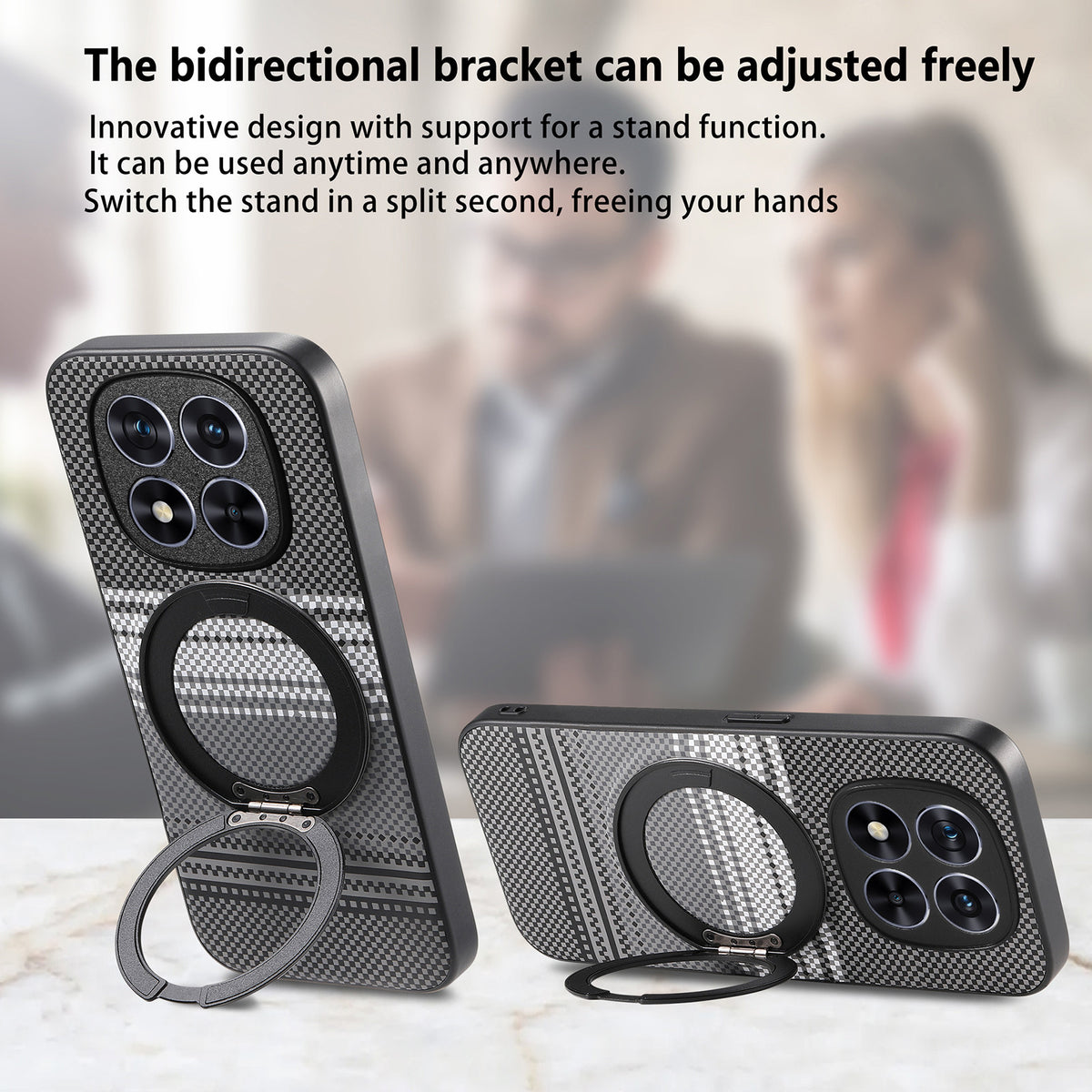 For Xiaomi Redmi Note 15 Pro 5G (Global) Magnetic Case Rotation Kickstand PU Leather + TPU Phone Cover