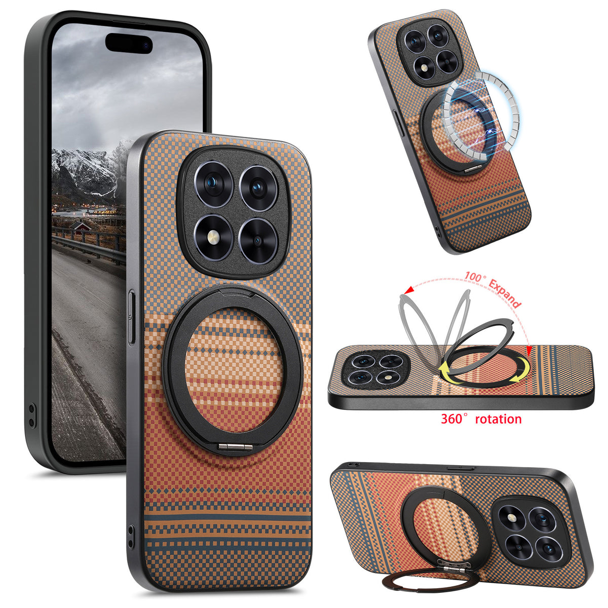 For Xiaomi Redmi Note 15 Pro 5G (Global) Magnetic Case Rotation Kickstand PU Leather + TPU Phone Cover