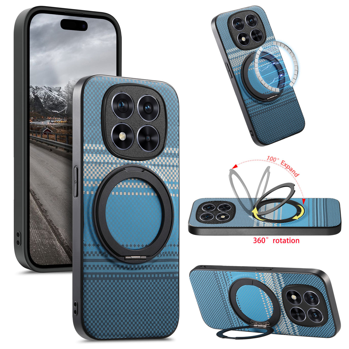 For Xiaomi Redmi Note 15 Pro 4G (Global) Magnetic Case Rotation Kickstand PU Leather + TPU Phone Cover