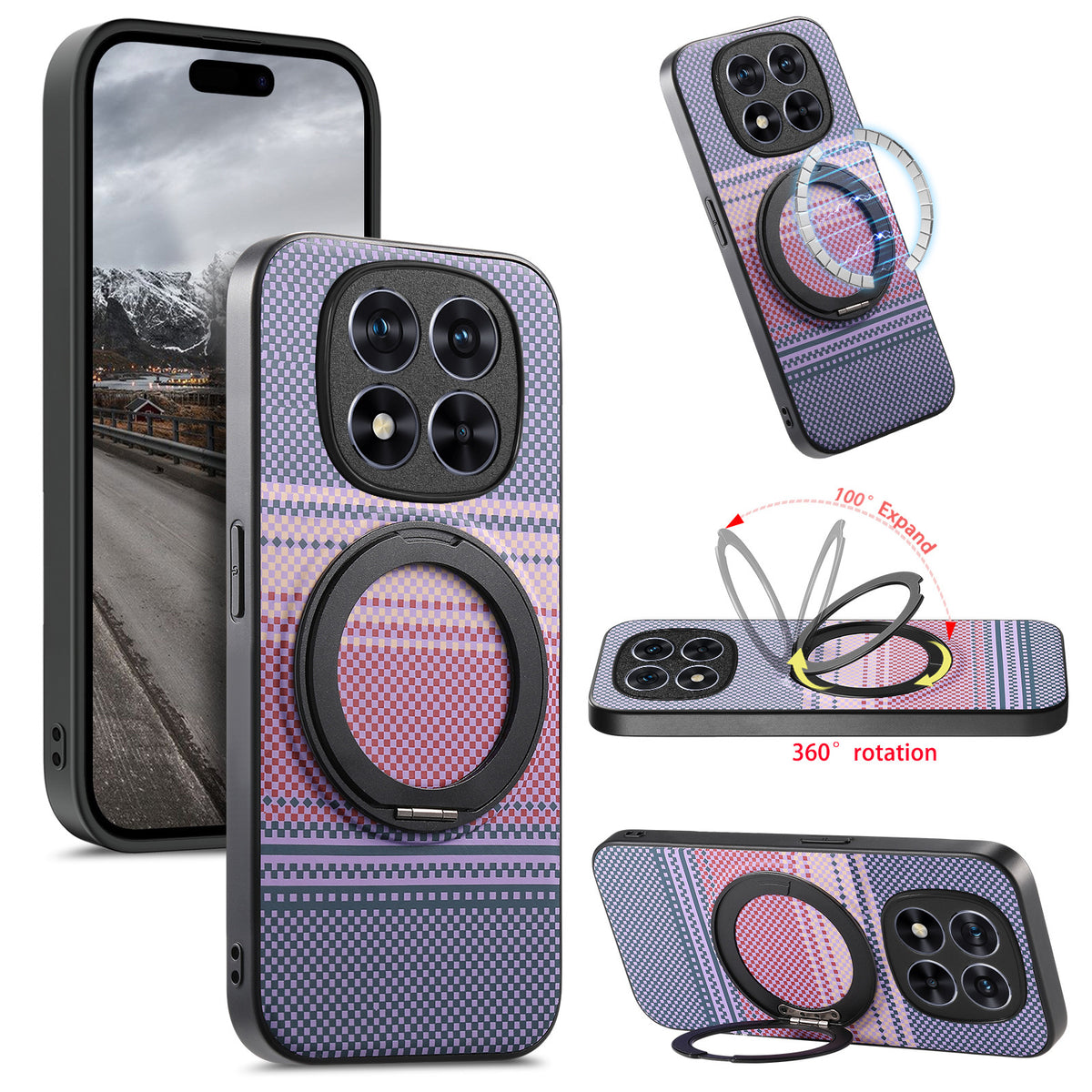 For Xiaomi Redmi Note 15 Pro 4G (Global) Magnetic Case Rotation Kickstand PU Leather + TPU Phone Cover