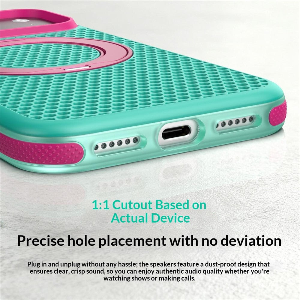 For iPhone 18 Pro / 17 Pro Case Magnetic Kickstand PC+TPU+TPE Honeycomb Cooling Phone Cover