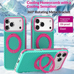For iPhone 18 Pro / 17 Pro Case Magnetic Kickstand PC+TPU+TPE Honeycomb Cooling Phone Cover