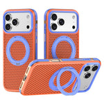 For iPhone 18 Pro / 17 Pro Case Magnetic Kickstand PC+TPU+TPE Honeycomb Cooling Phone Cover