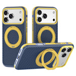 For iPhone 18 Pro / 17 Pro Case Magnetic Kickstand PC+TPU+TPE Honeycomb Cooling Phone Cover