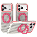For iPhone 18 Pro / 17 Pro Case Magnetic Kickstand PC+TPU+TPE Honeycomb Cooling Phone Cover
