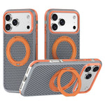 For iPhone 18 Pro / 17 Pro Case Magnetic Kickstand PC+TPU+TPE Honeycomb Cooling Phone Cover