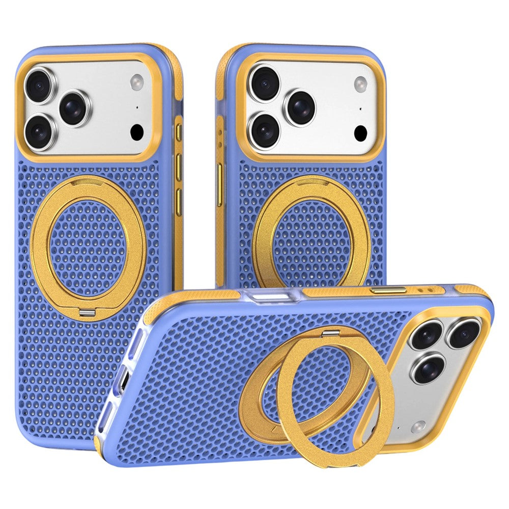 For iPhone 18 Pro / 17 Pro Case Magnetic Kickstand PC+TPU+TPE Honeycomb Cooling Phone Cover