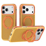 For iPhone 18 Pro / 17 Pro Case Magnetic Kickstand PC+TPU+TPE Honeycomb Cooling Phone Cover