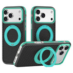 For iPhone 18 Pro / 17 Pro Case Magnetic Kickstand PC+TPU+TPE Honeycomb Cooling Phone Cover