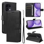 For Oppo Reno16 5G (Global) / Oppo Reno16 Pro 5G (Global) Leather Wallet Case with Strap Solid Color Phone Stand Cover