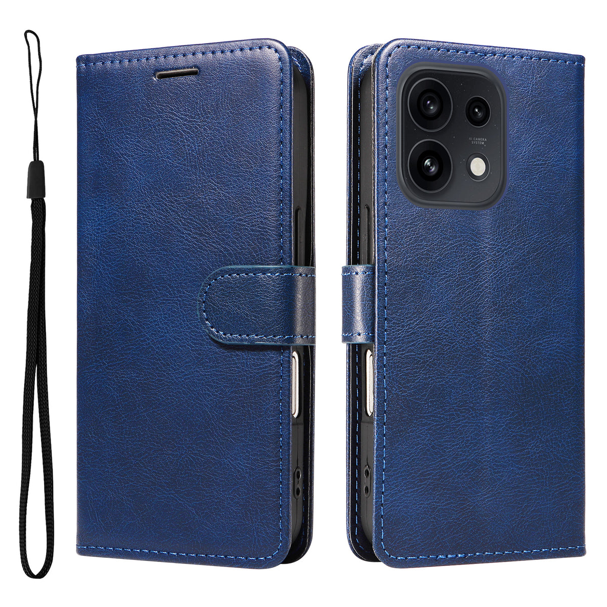 For Oppo Reno16 5G (Global) / Oppo Reno16 Pro 5G (Global) Leather Wallet Case with Strap Solid Color Phone Stand Cover