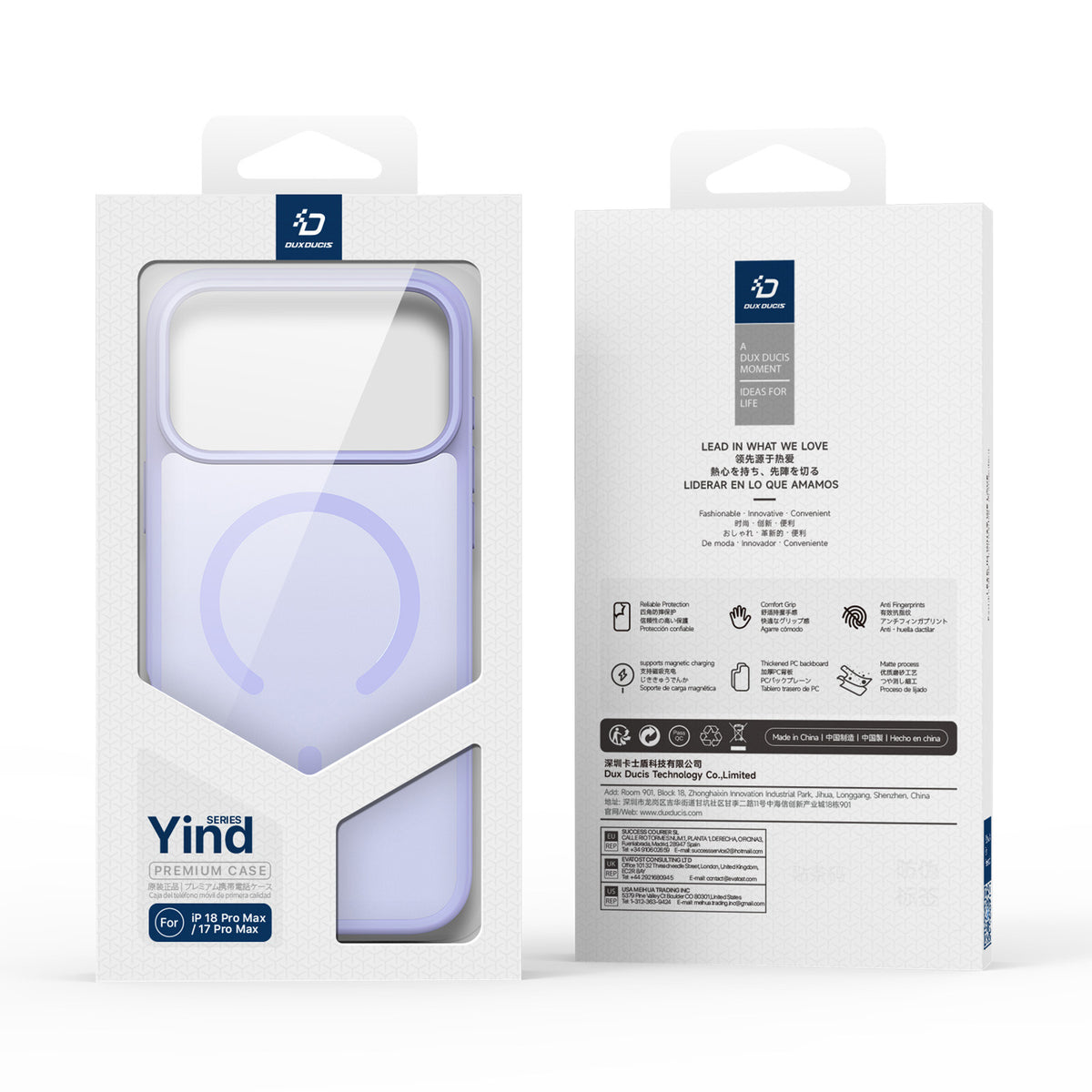 DUX DUCIS Yind iPhone 17 Pro Max / 18 Pro Max Skal MagSafe - Ljuslila