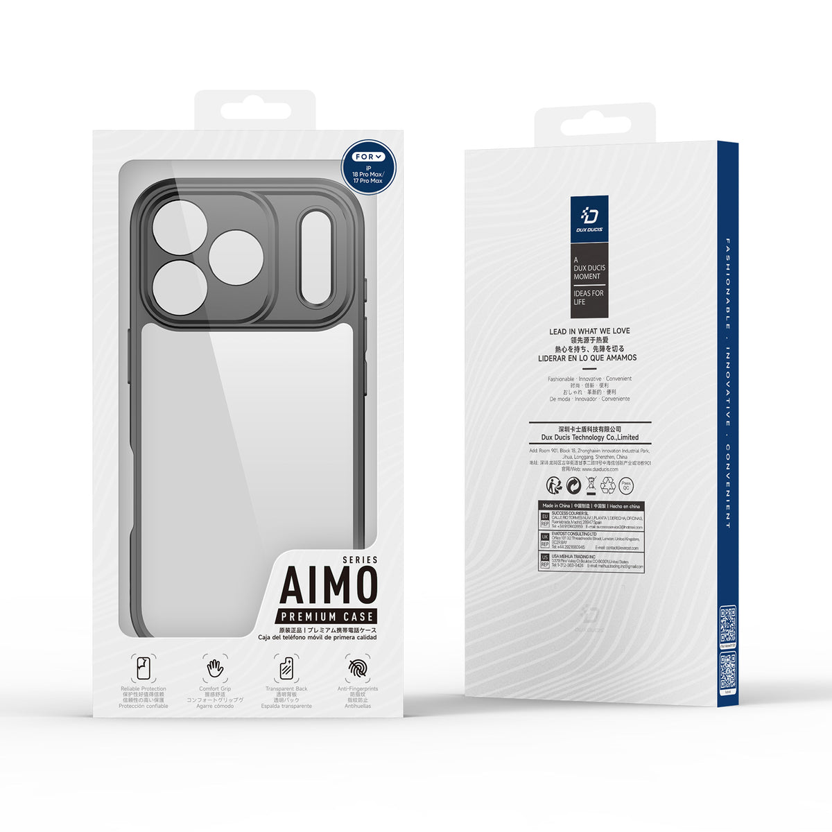 DUX DUCIS for iPhone 17 Pro Max / iPhone 18 Pro Max Aimo Series PC + TPU Clear Back Phone Cover (REACH Certification)