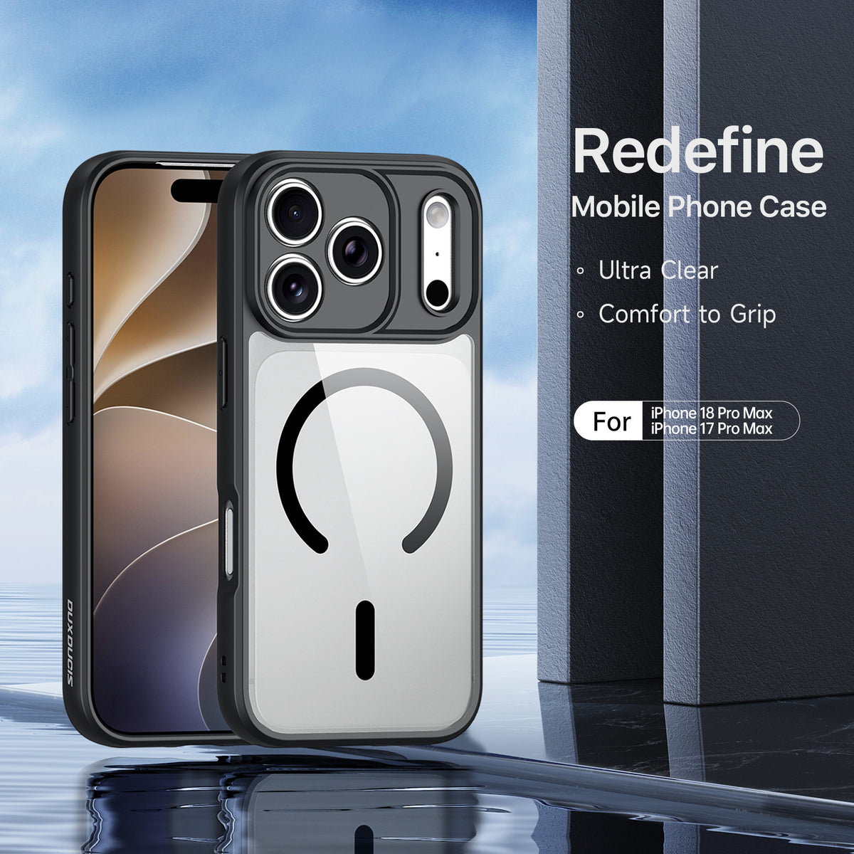 DUX DUCIS for iPhone 17 Pro Max / iPhone 18 Pro Max Aimo Series Magnetic Case PC + TPU Clear Back Phone Cover (REACH Certification)