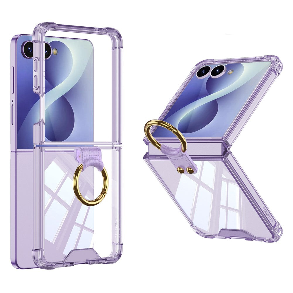 GKK For Samsung Galaxy Z Flip8 Case Airbag Drop Proof TPU Phone Cover with Ring Kickstand / Screen Film