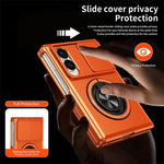 For Samsung Galaxy Z Fold8 Magnetic Case Ring Holder Foldable Kickstand PC Phone Cover with Camera Lens Slider