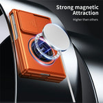 For Samsung Galaxy Z Fold8 Magnetic Case Ring Holder Foldable Kickstand PC Phone Cover with Camera Lens Slider