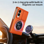 For Samsung Galaxy Z Fold8 Magnetic Case Ring Holder Foldable Kickstand PC Phone Cover with Camera Lens Slider