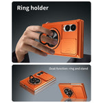 For Samsung Galaxy Z Fold8 Magnetic Case Ring Holder Foldable Kickstand PC Phone Cover with Camera Lens Slider