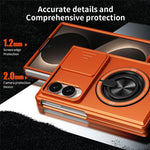 For Samsung Galaxy Z Fold8 Magnetic Case Ring Holder Foldable Kickstand PC Phone Cover with Camera Lens Slider