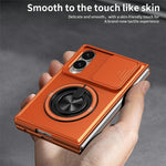 For Samsung Galaxy Z Fold8 Magnetic Case Ring Holder Foldable Kickstand PC Phone Cover with Camera Lens Slider