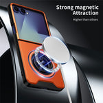 Til Samsung Galaxy Z Flip8 Magnetisk Cover Ringholder Sammenklappelig Stander TPU PC Telefoncover med Kameraglas Skyder