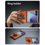 Til Samsung Galaxy Z Flip8 Magnetisk Cover Ringholder Sammenklappelig Stander TPU PC Telefoncover med Kameraglas Skyder
