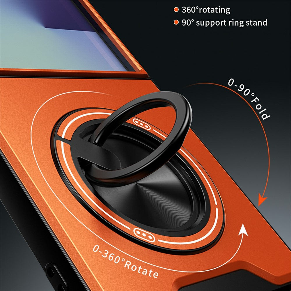 Til Samsung Galaxy Z Flip8 Magnetisk Cover Ringholder Sammenklappelig Stander TPU PC Telefoncover med Kameraglas Skyder