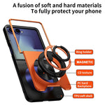 Til Samsung Galaxy Z Flip8 Magnetisk Cover Ringholder Sammenklappelig Stander TPU PC Telefoncover med Kameraglas Skyder
