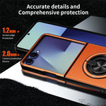 Til Samsung Galaxy Z Flip8 Magnetisk Cover Ringholder Sammenklappelig Stander TPU PC Telefoncover med Kameraglas Skyder