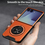 Til Samsung Galaxy Z Flip8 Magnetisk Cover Ringholder Sammenklappelig Stander TPU PC Telefoncover med Kameraglas Skyder