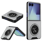 Til Samsung Galaxy Z Flip8 Magnetisk Cover Ringholder Sammenklappelig Stander TPU PC Telefoncover med Kameraglas Skyder