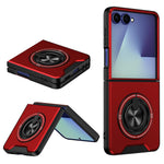 Til Samsung Galaxy Z Flip8 Magnetisk Cover Ringholder Sammenklappelig Stander TPU PC Telefoncover med Kameraglas Skyder