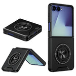 Til Samsung Galaxy Z Flip8 Magnetisk Cover Ringholder Sammenklappelig Stander TPU PC Telefoncover med Kameraglas Skyder