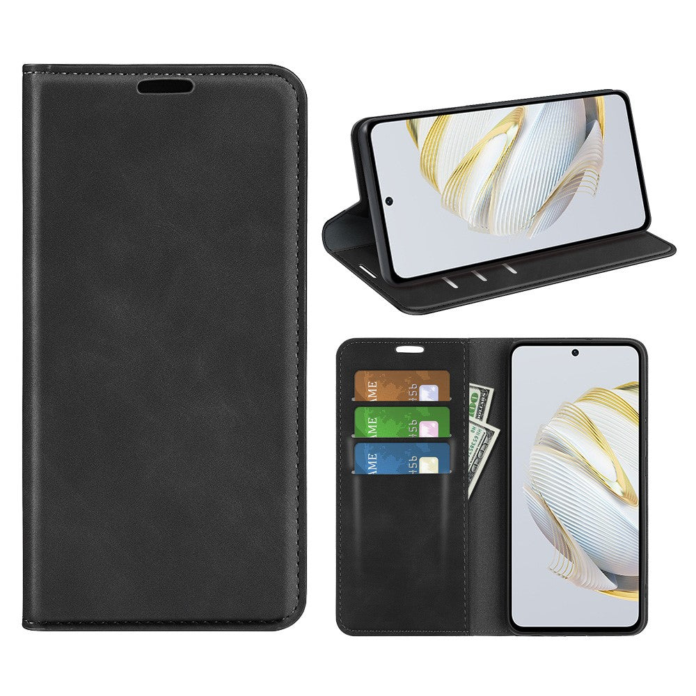 For Huawei nova 10 SE 4G Skin-touch Feeling PU Leather Shockproof Phone Case Stand Magnetic Auto-absorbed Flip Wallet Cover