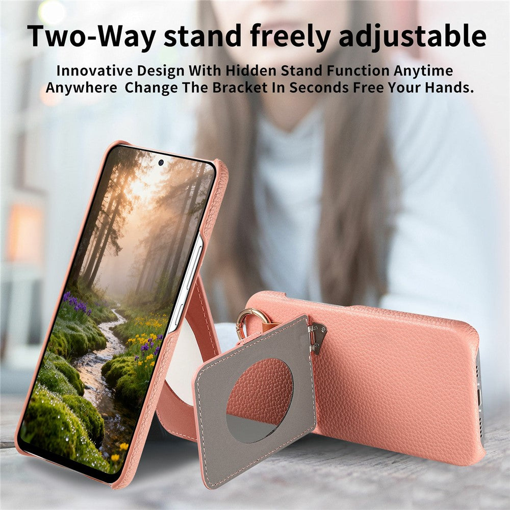For Samsung Galaxy A37 5G Case Card Slot Kickstand Litchi Texture Leatrher + PC Phone Cover with Mirror
