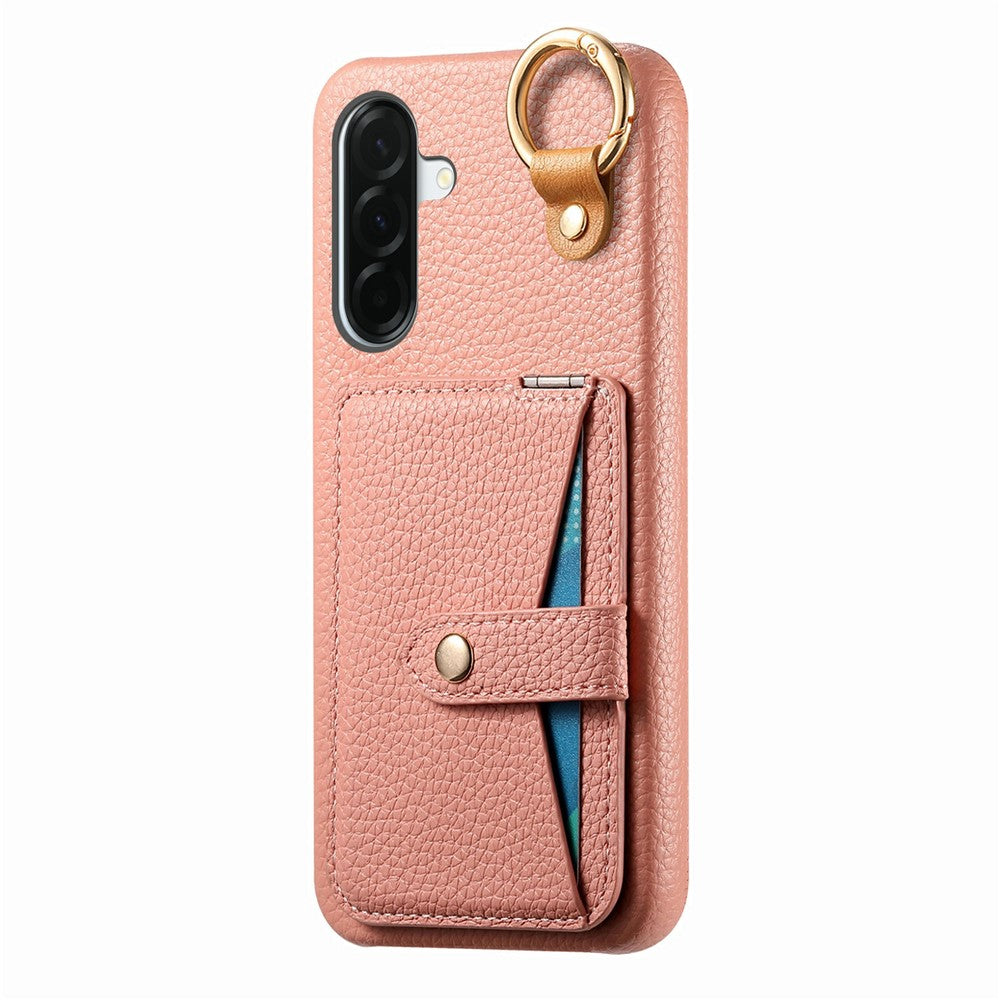 For Samsung Galaxy A37 5G Case Card Slot Kickstand Litchi Texture Leatrher + PC Phone Cover with Mirror