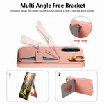 For Samsung Galaxy A37 5G Case Card Slot Kickstand Litchi Texture Leatrher + PC Phone Cover with Mirror