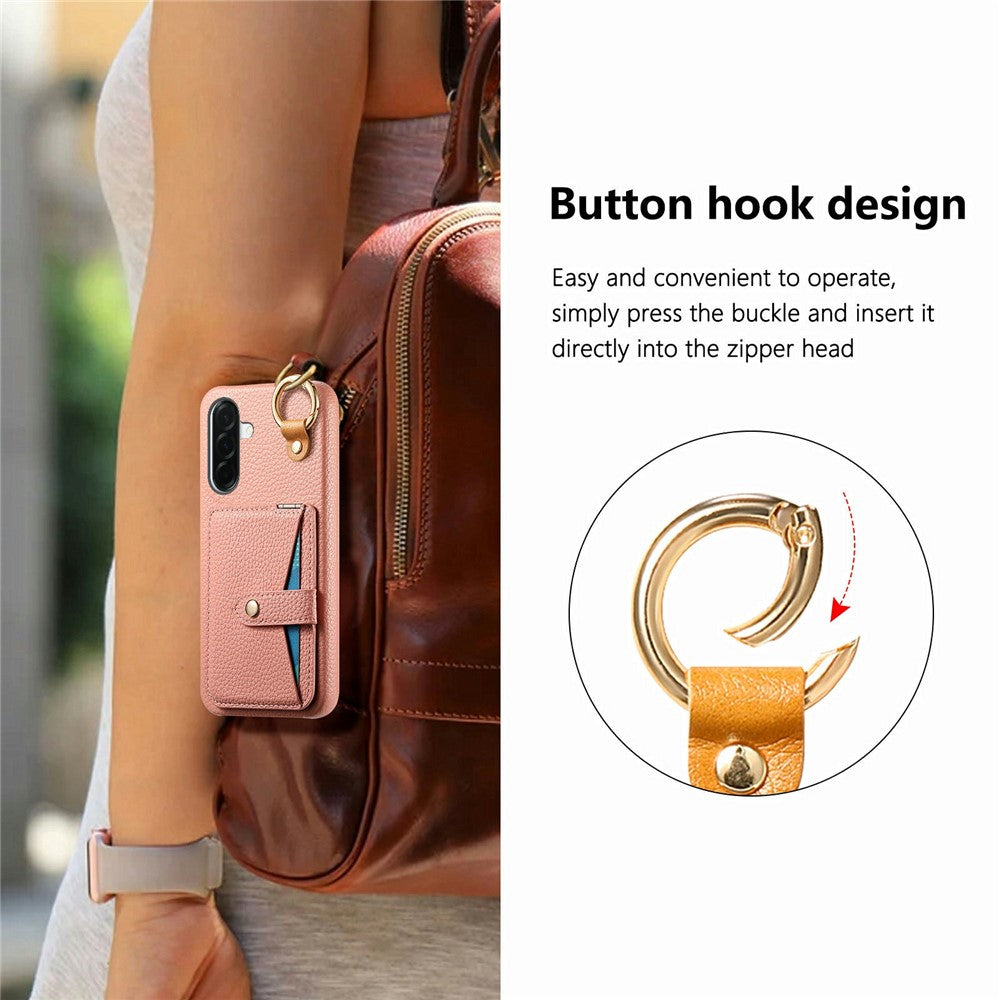 For Samsung Galaxy A37 5G Case Card Slot Kickstand Litchi Texture Leatrher + PC Phone Cover with Mirror