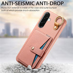 For Samsung Galaxy A37 5G Case Card Slot Kickstand Litchi Texture Leatrher + PC Phone Cover with Mirror