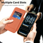 For iPhone 18 Pro Max Magnetic Case RFID Blocking Card Slots Leather Cover