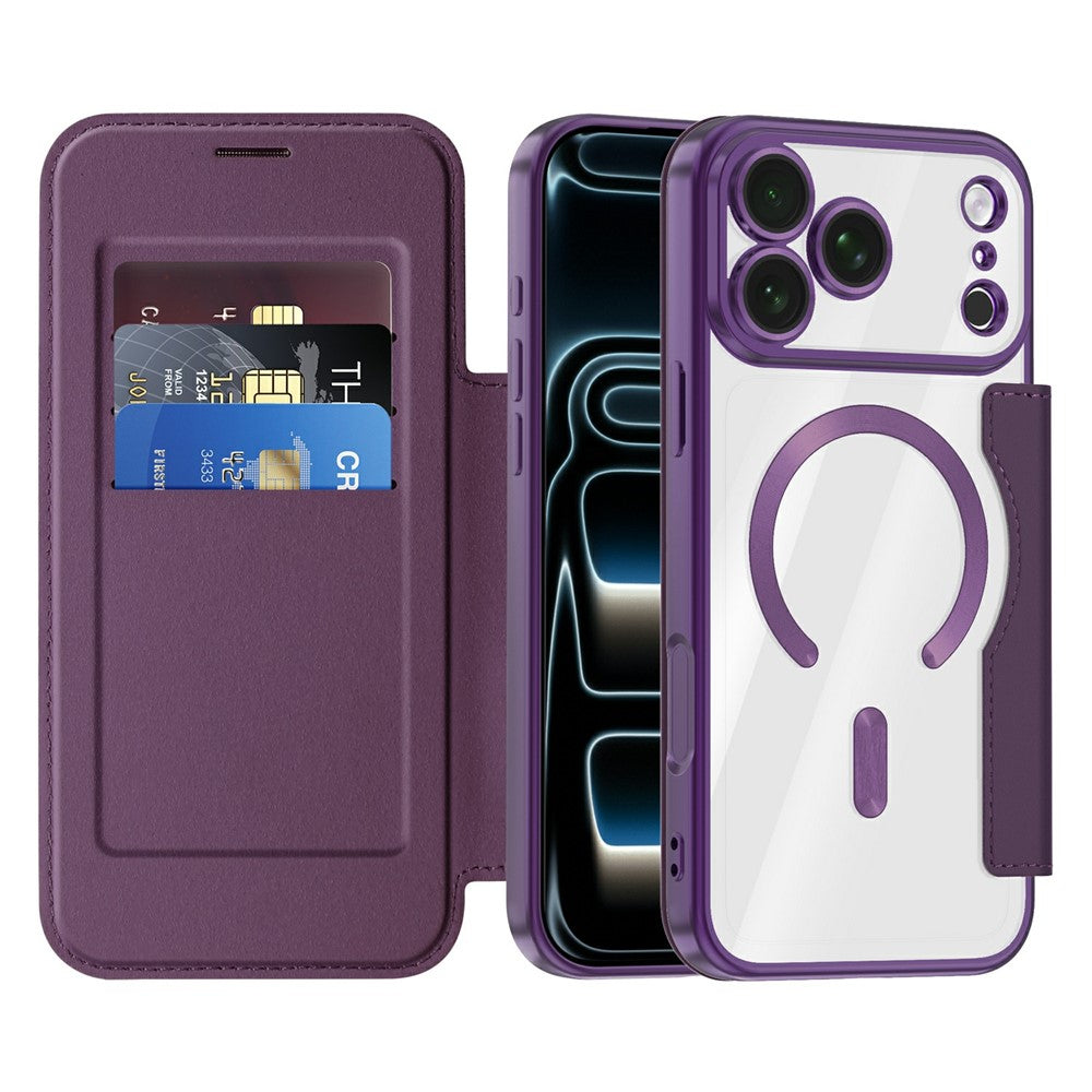 For iPhone 18 Pro Max Magnetic Case RFID Blocking Card Holder Rhombus PU Leather Phone Cover with Lens Film