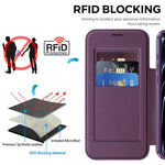 For iPhone 18 Pro Max Magnetic Case RFID Blocking Card Holder Rhombus PU Leather Phone Cover with Lens Film