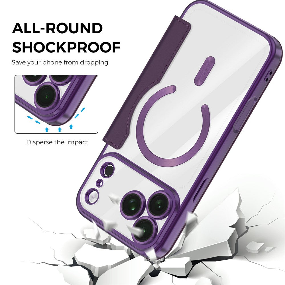 For iPhone 18 Pro Max Magnetic Case RFID Blocking Card Holder Rhombus PU Leather Phone Cover with Lens Film
