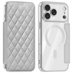 For iPhone 18 Pro Max Magnetic Case RFID Blocking Card Holder Rhombus PU Leather Phone Cover with Lens Film