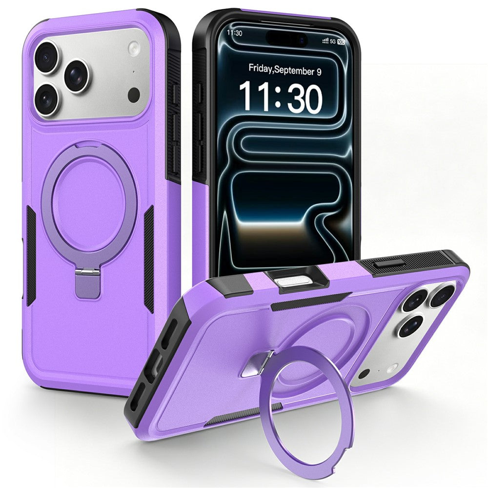 For iPhone 18 Pro Max / 17 Pro Max Case Magnetic Rotatable Kickstand PC + TPU Phone Protective Cover