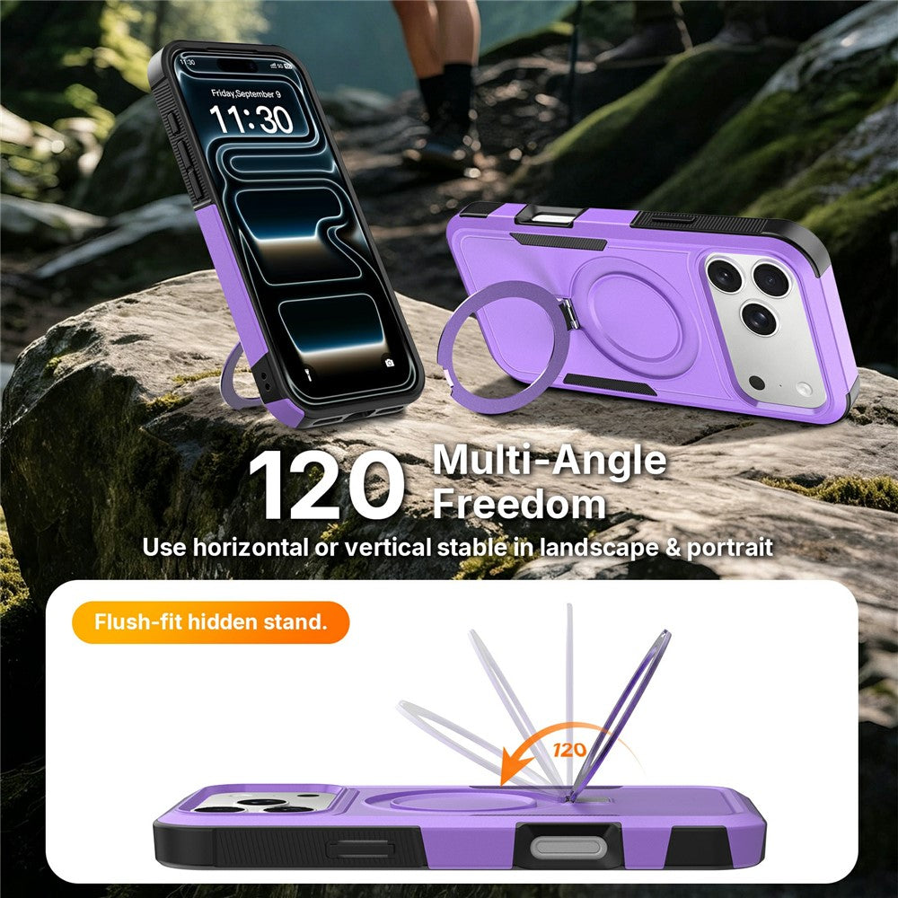 Til iPhone 18 Pro Max / 17 Pro Max Cover Magnetisk Drejeligt Støtteben PC + TPU Beskyttelsescover til Telefon