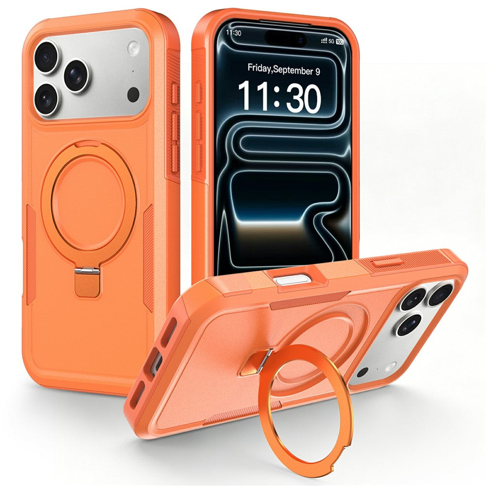 Til iPhone 18 Pro Max / 17 Pro Max Cover Magnetisk Drejeligt Støtteben PC + TPU Beskyttelsescover til Telefon