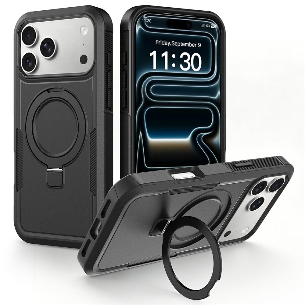 Til iPhone 18 Pro Max / 17 Pro Max Cover Magnetisk Drejeligt Støtteben PC + TPU Beskyttelsescover til Telefon