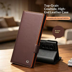 QIALINO For Samsung Galaxy Z Fold8 Ultra Case Flip Stand Genuine Cow Leather Phone Cover